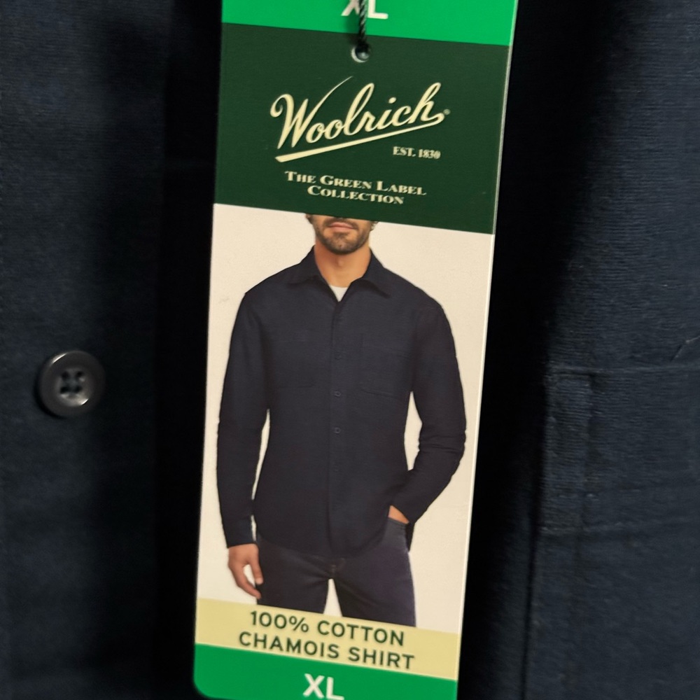 Woolrich Dark Blue Chamois Shirt - Picture 2 of 4